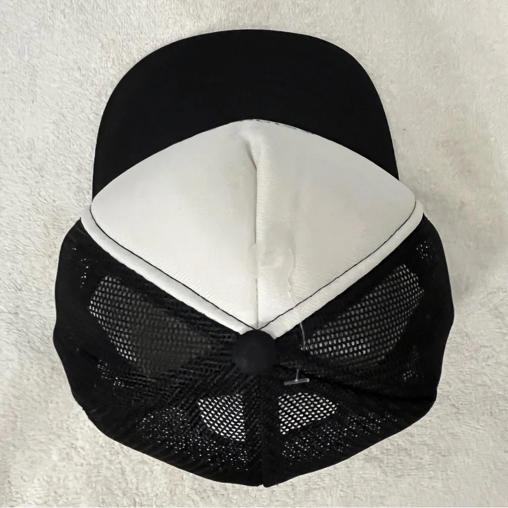 Galveston Island Art on Black & White Adjustable Snap Back Trucker Hat